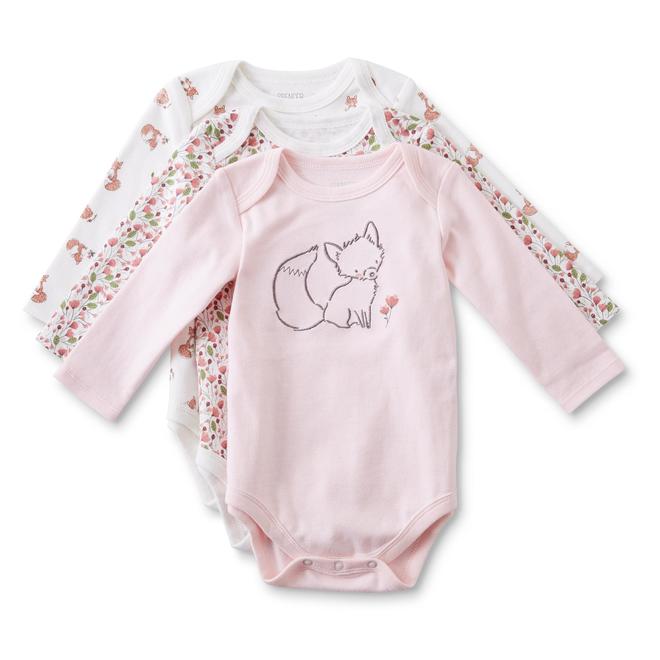 Spencer Infant Girls' 3-Pack Bodysuits - Foxes & Flowers