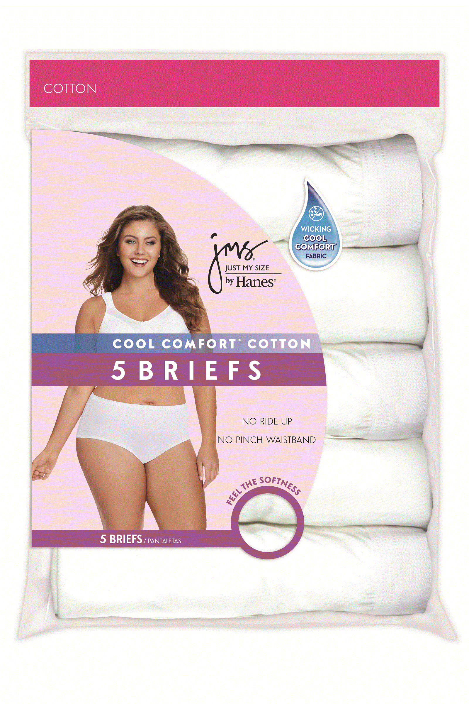 JUST MY SIZE Womens Cotton Brief Panty 5-Pack