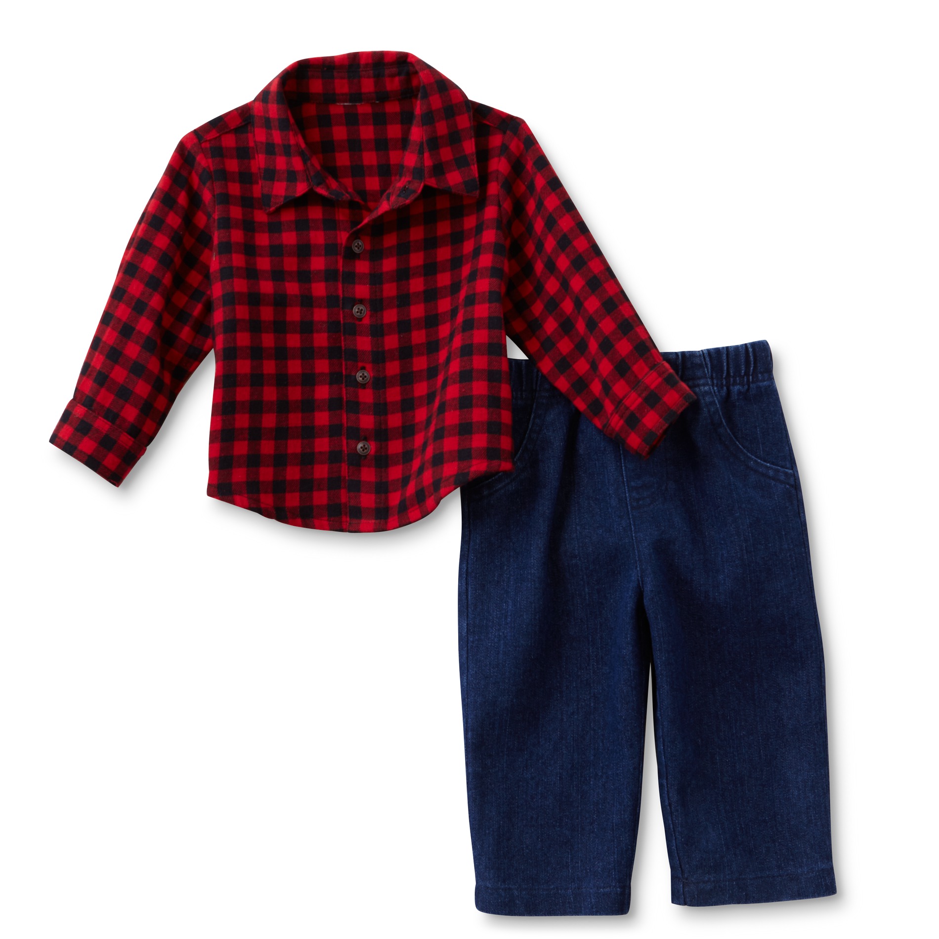 Little Wonders Toddler Boys’ Flannel Shirt, Bow Tie & Jeans – Buffalo Plaid, PRINT Multi-Color 6-9 months