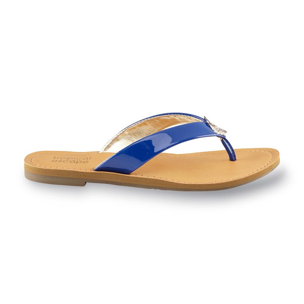 Tropical Escape Women's Sanya Blue Embellished Flip-Flop