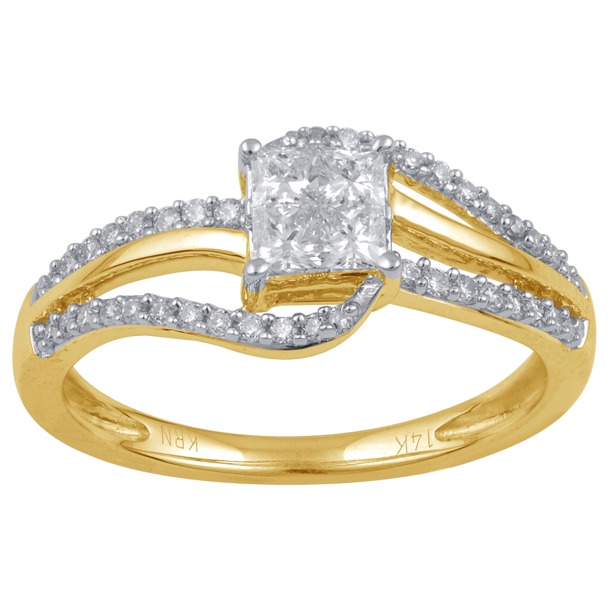 Tradition Diamond 10K Yellow Gold .5 CTTW Certified Diamond Invisible Quad Ring