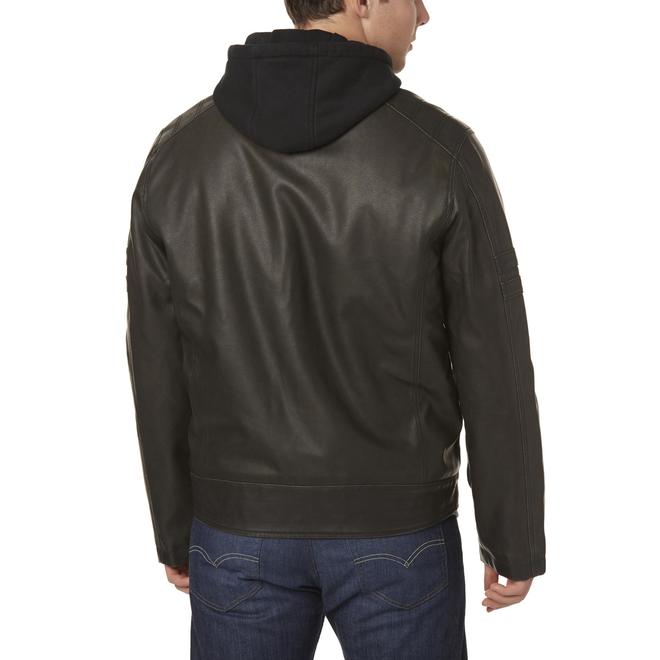 Structure Men's Layered-Look Synthetic Leather Jacket