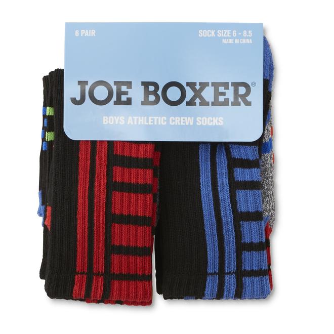 Joe Boxer Boys' 6-Pairs Athletic Crew Socks - Colorblock