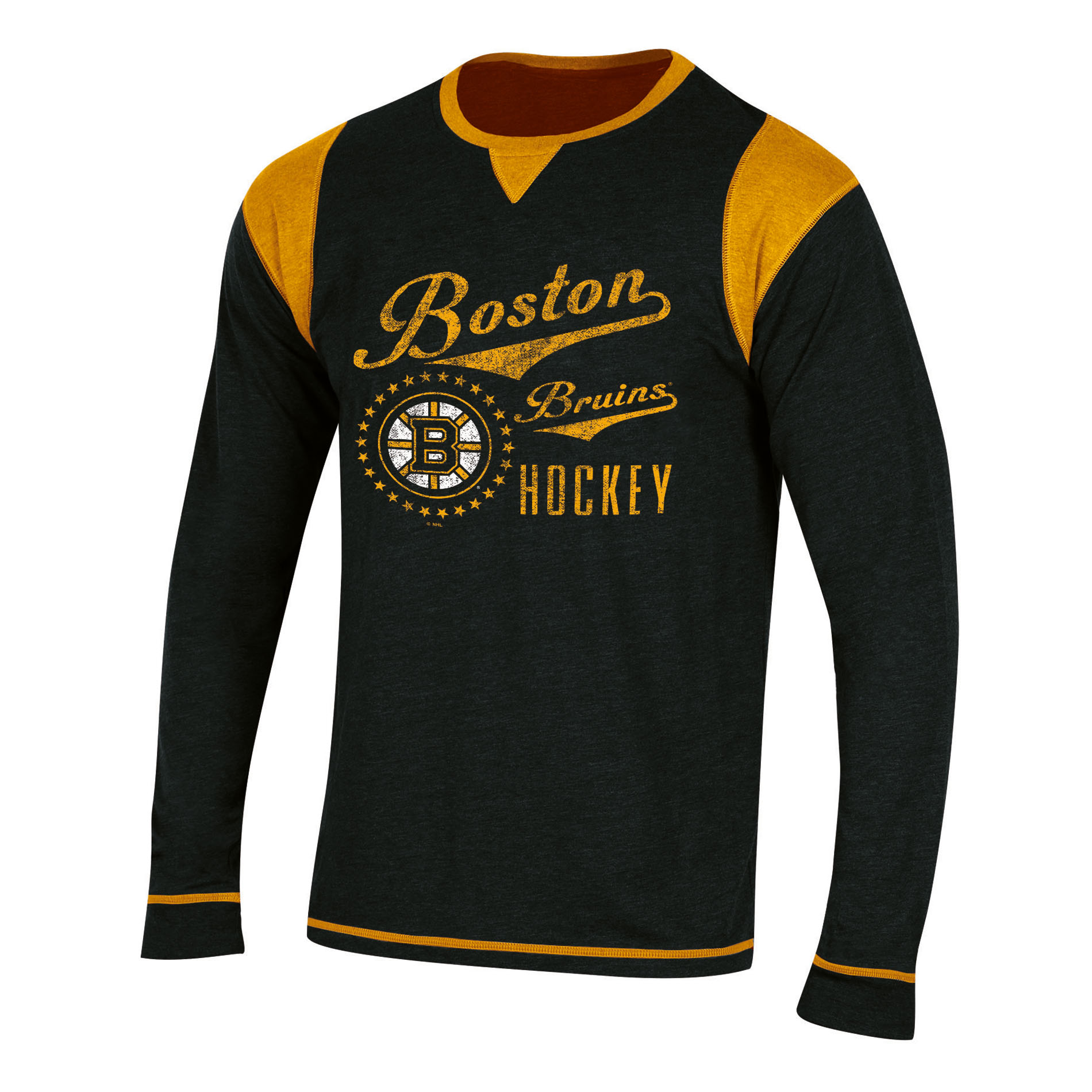 NHL Men’s Long-Sleeve Color-Block T-Shirt - Boston Bruins, Size: Medium NHL Men’s Long-Sleeve Color-Block T-Shirt - Boston Bruins, Size: Medium