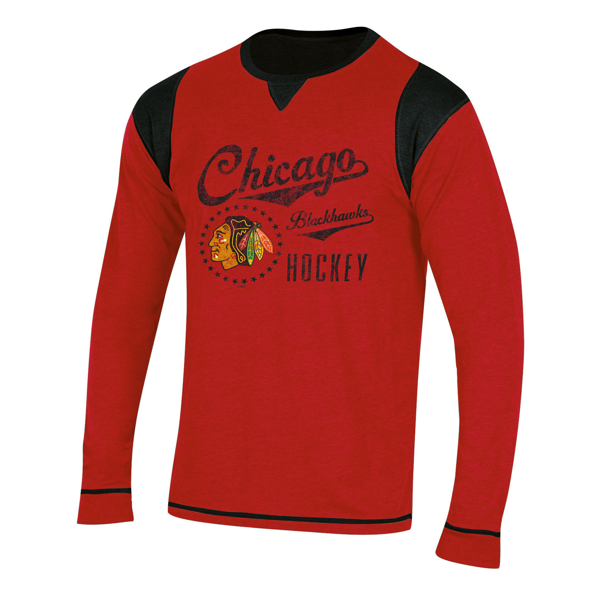 NHL Men’s Long-Sleeve Color-Block T-Shirt - Chicago Blackhawks, Size: XL NHL Men’s Long-Sleeve Color-Block T-Shirt - Chicago Blackhawks, Size: XL