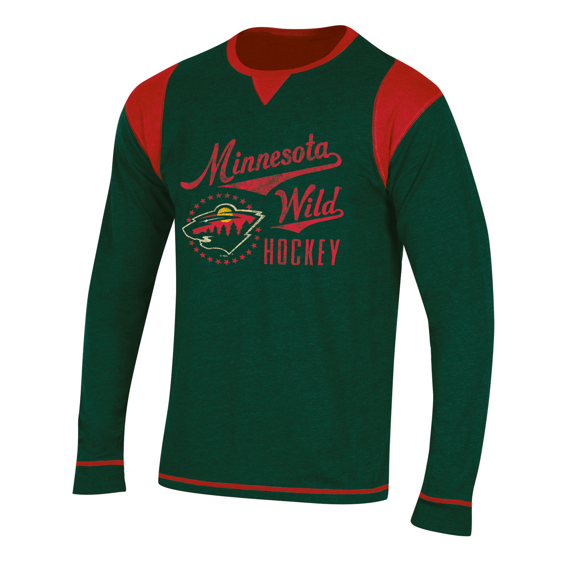 NHL Men’s Long-Sleeve Color-Block T-Shirt - Minnesota Wild, Size: Medium NHL Men’s Long-Sleeve Color-Block T-Shirt - Minnesota Wild, Size: Medium