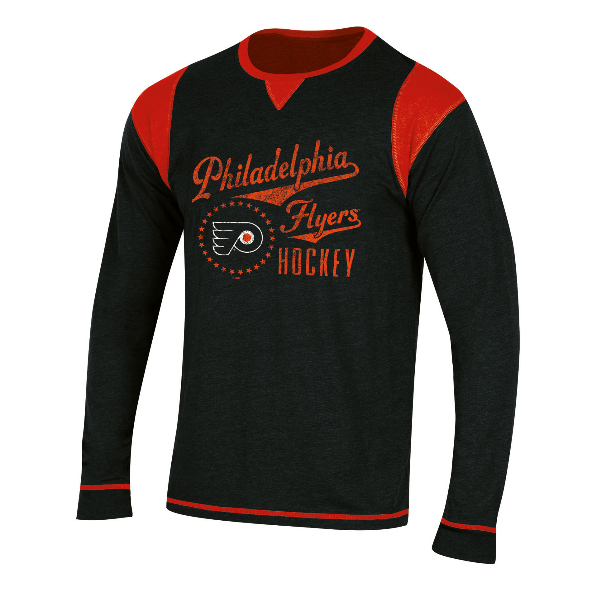 NHL Men’s Long-Sleeve Color-Block T-Shirt - Philadelphia Flyers, Size: Medium NHL Men’s Long-Sleeve Color-Block T-Shirt - Philadelphia Flyers, Size: Medium