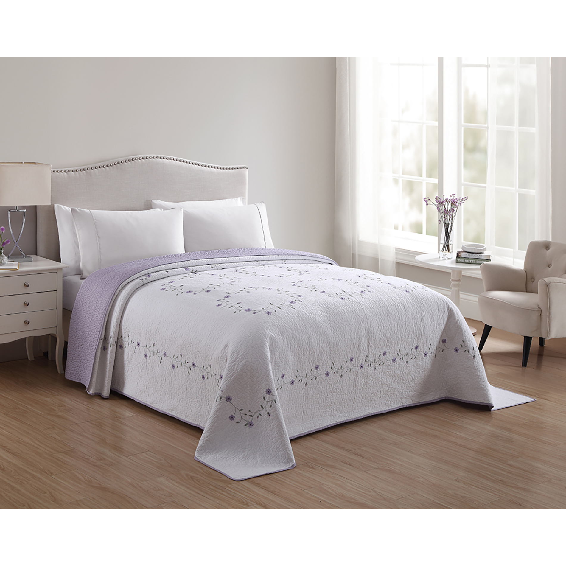 Cannon Floral Bedspread - Purple, Size: Full Cannon Floral Bedspread - Purple, Size: Full