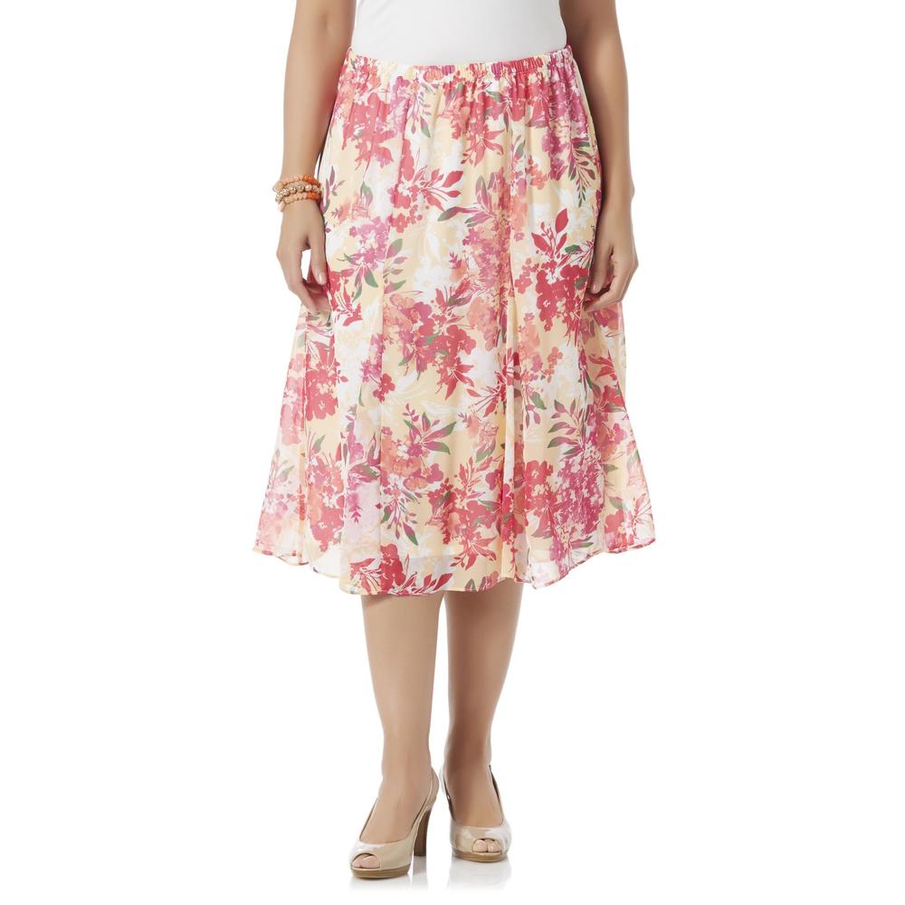 Laura Scott Women's Plus Chiffon Skirt - Floral