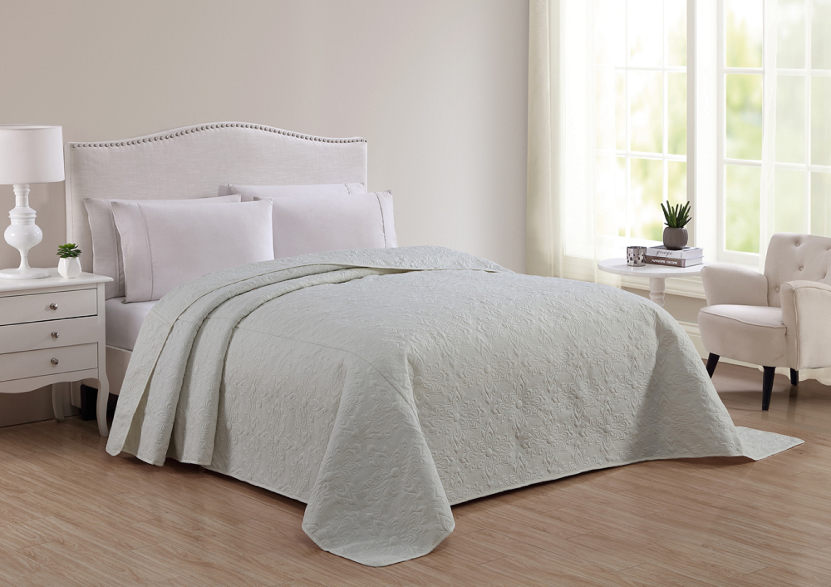 Cannon Solid Ivory Pinsonic Bedspread, Size: Queen, Beige Cannon Solid Ivory Pinsonic Bedspread, Size: Queen, Beige