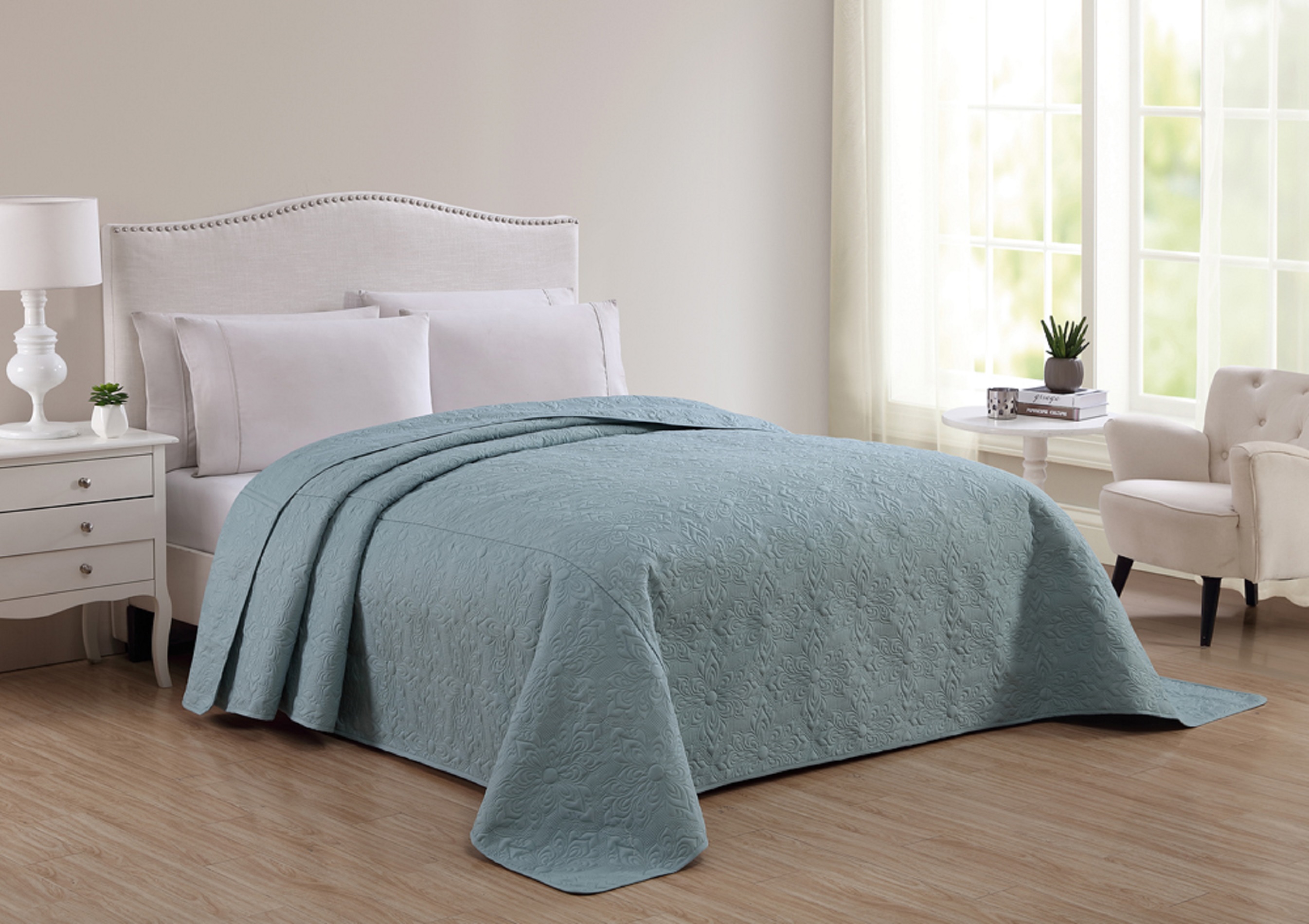 Cannon Solid Pinsonic Bedspread - Aqua, Size: Queen, Blue Cannon Solid Pinsonic Bedspread - Aqua, Size: Queen, Blue