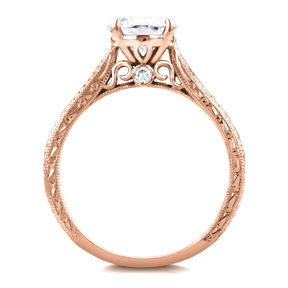 Kobelli 1-1/2 Carats (ct.tw) Antique Style Moissanite Engagement Ring with Diamond in 14k Rose Gold
