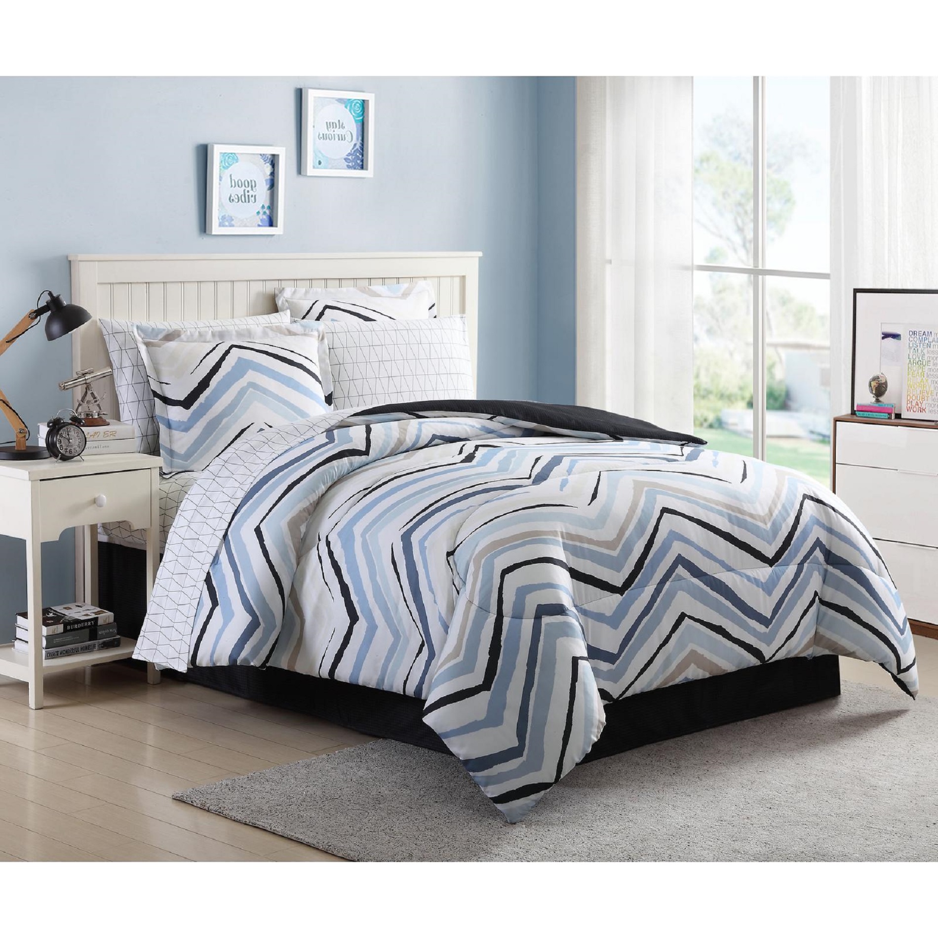 Essential Home Complete Bed Set Jodie Chevron Shop Your Way Online