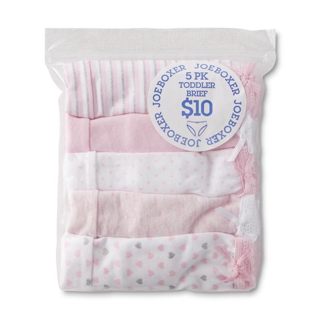 Joe Boxer Toddler Girls' 5Pack Brief Panties Hearts & Striped