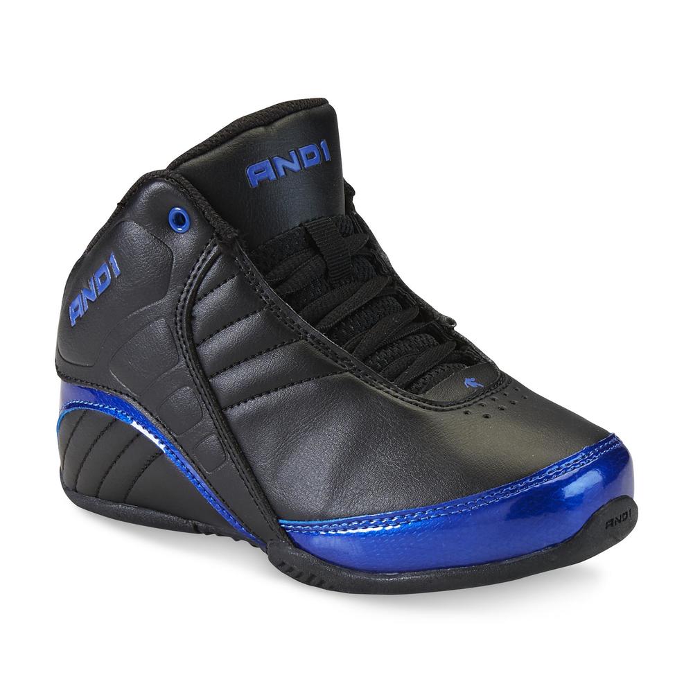 AND 1 Boy's Rocket Black/Blue High-Top Basketball Shoe