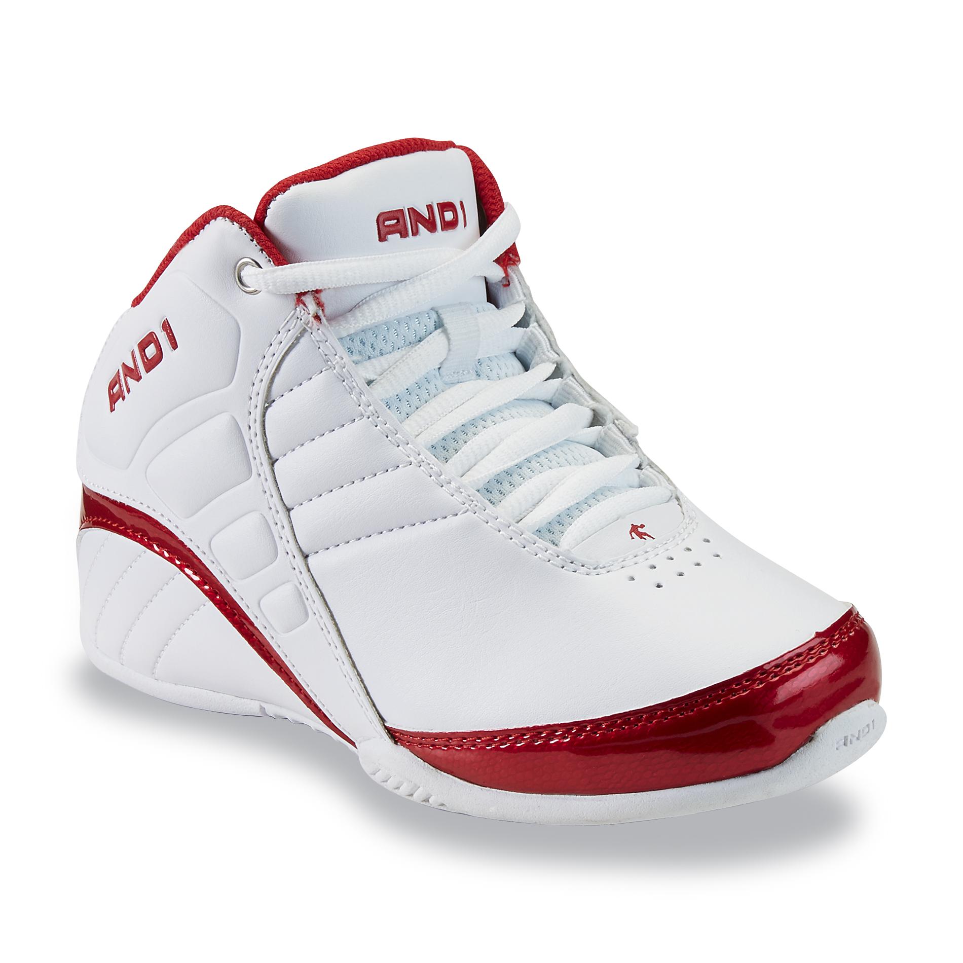 AND 1 Boy's Rocket White/Red HighTop Basketball Shoe