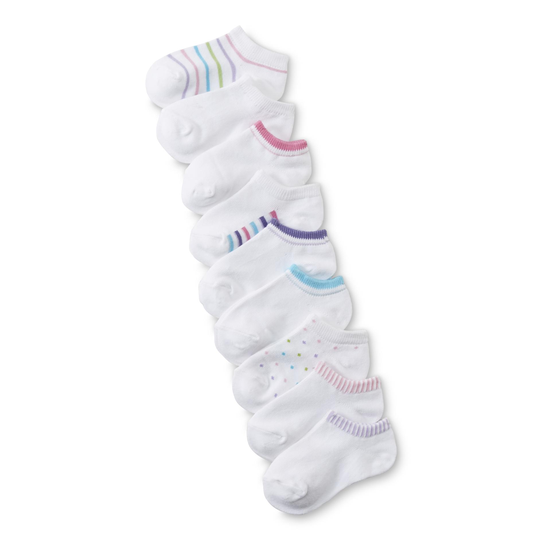 Basic Editions Girl's 10-Pack No-Show Socks -  Solids & Patterns