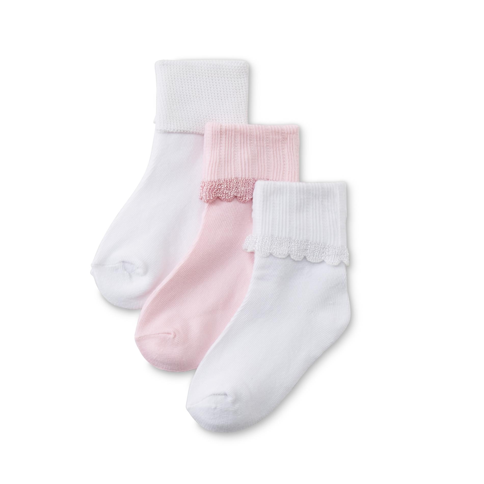 Basic Editions Girl's 3-Pairs Bobby Socks