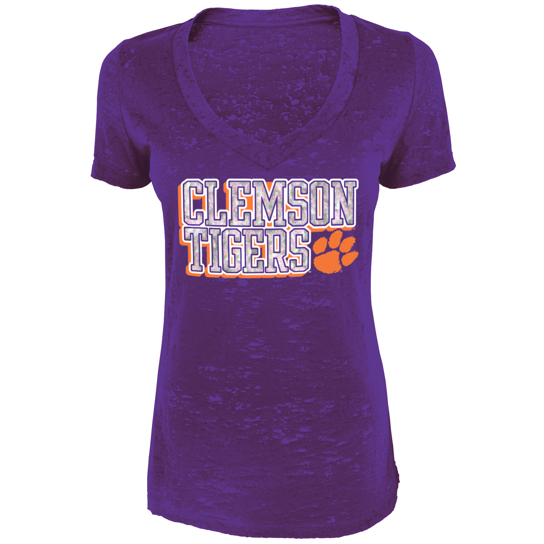 NCAA Clemson Tigers Women's V-neck Burnout Tee