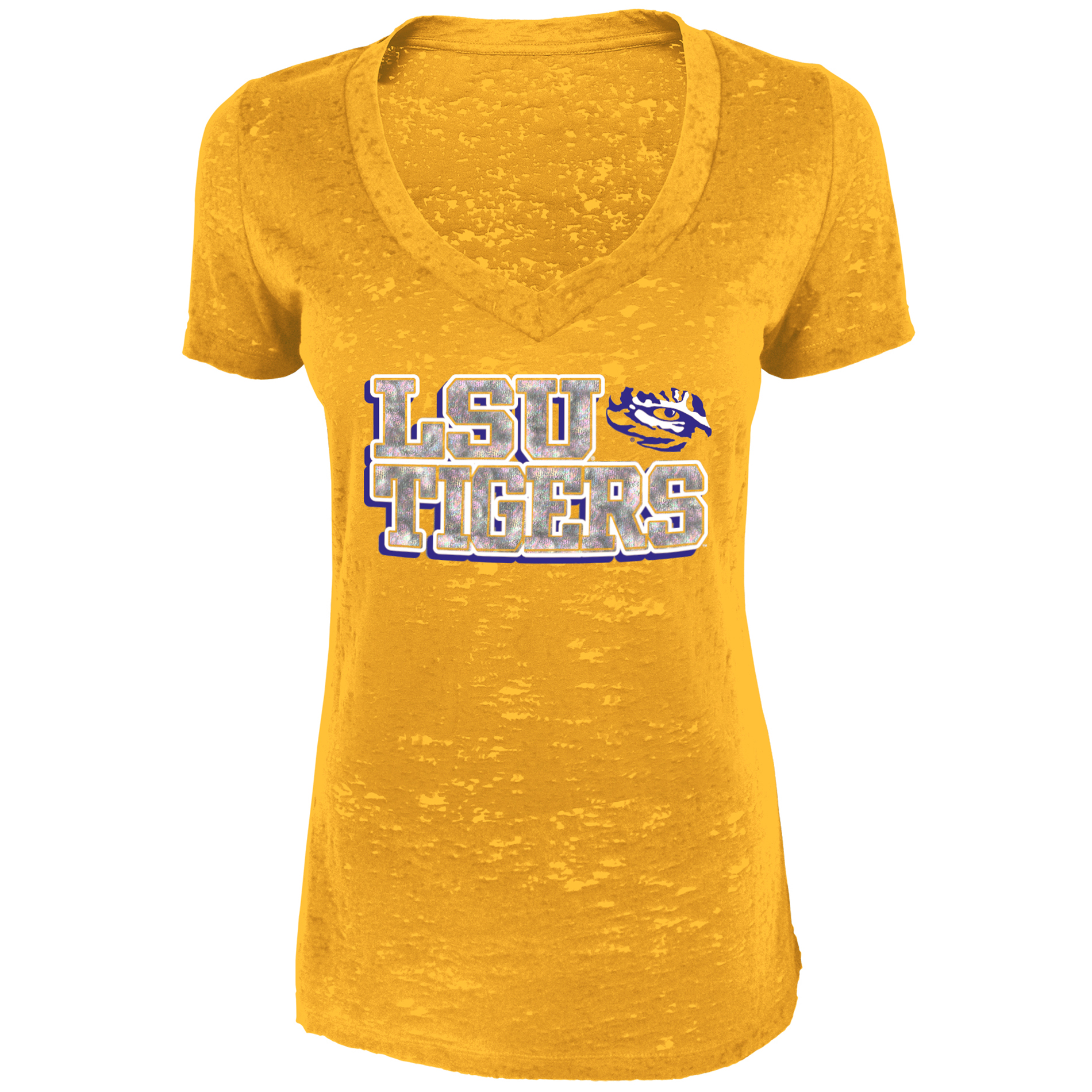 NCAA LSU Tigers Women's V-neck Burnout Tee