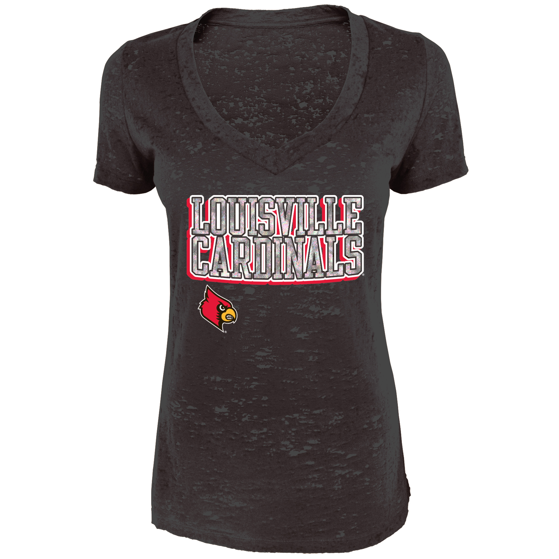 NCAA Louisville Cardinals Women's V-neck Burnout Tee