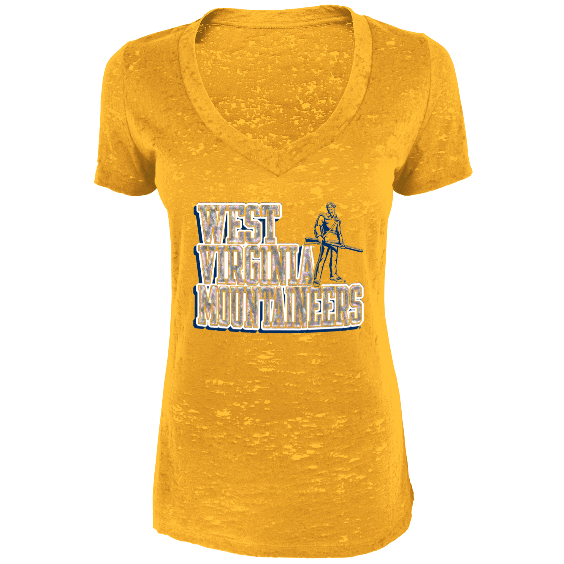 NCAA West Virginia Mountaineers Women's V-neck Burnout Tee