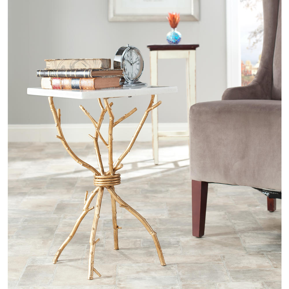 Safavieh Alexa Mabrle Top Gold Accent Table