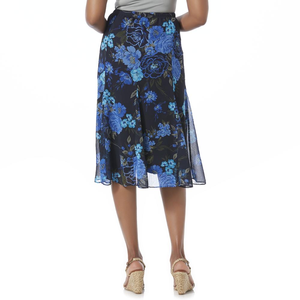 Laura Scott Women's Georgette Godet Skirt - Floral