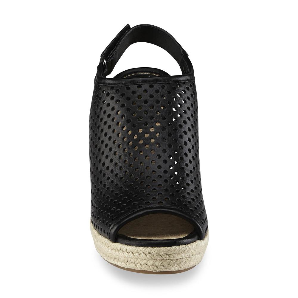 Madeline Women's Minimal Black Cutout Platform Wedge Sandal