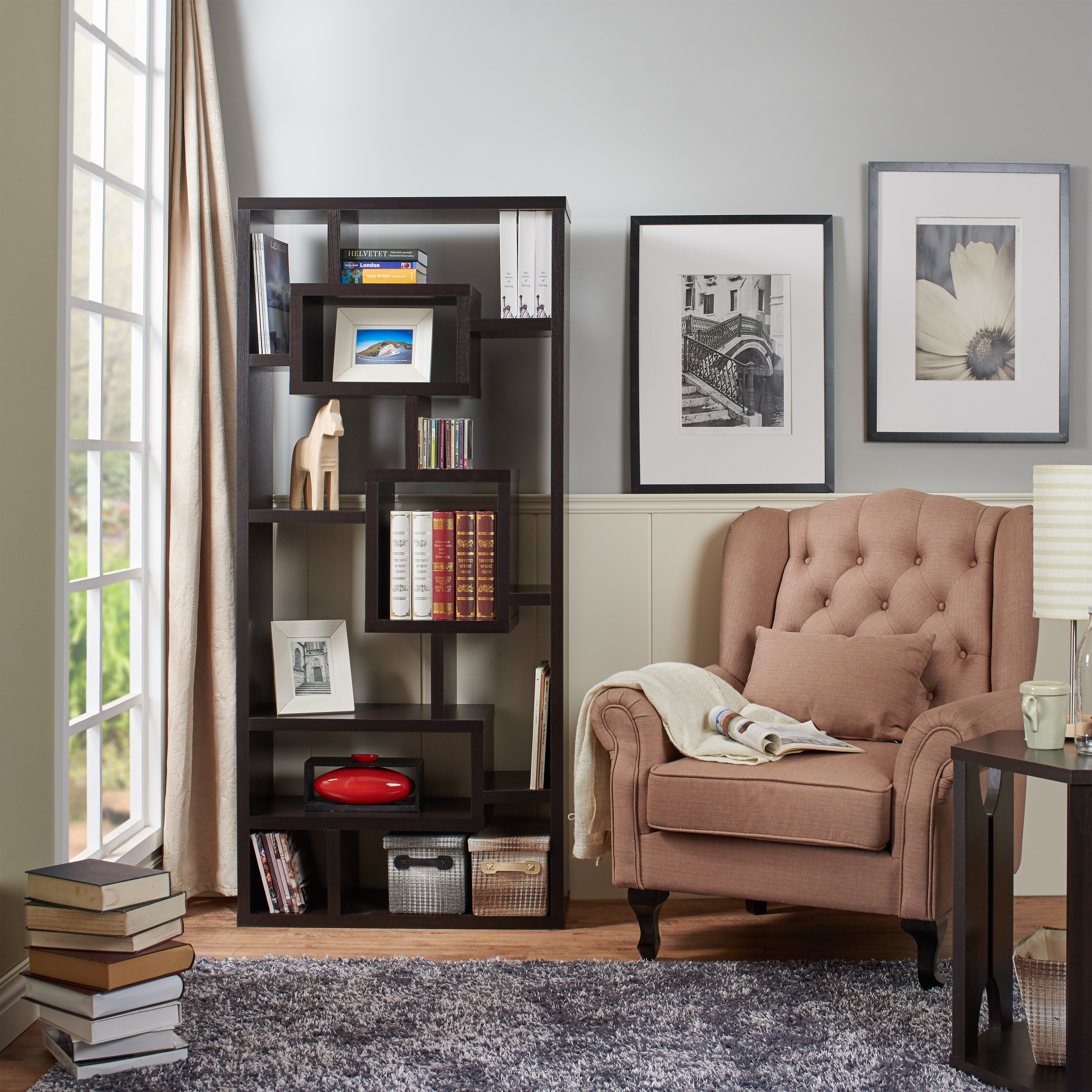 Furniture of America Detailed Deliah Storage Bookshelf