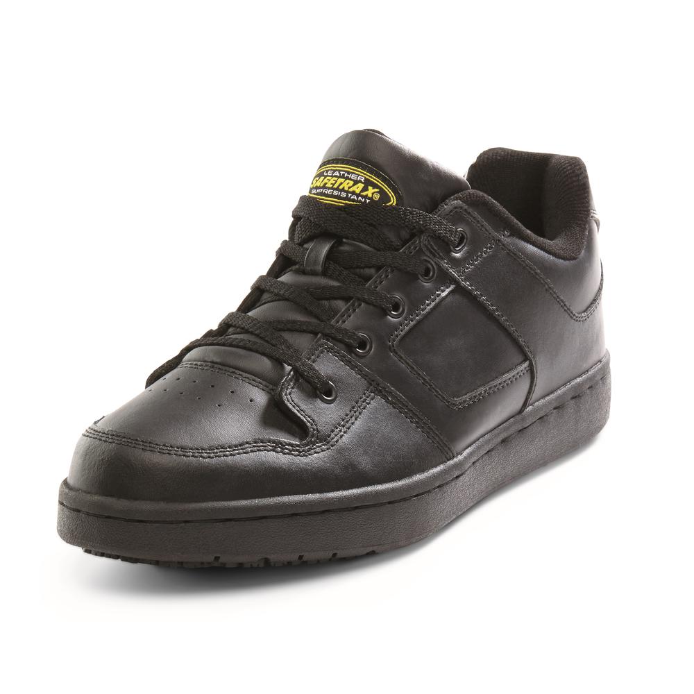 Safetrax Men's Kobe Non-Skid Black Leather Skate Shoe - Black