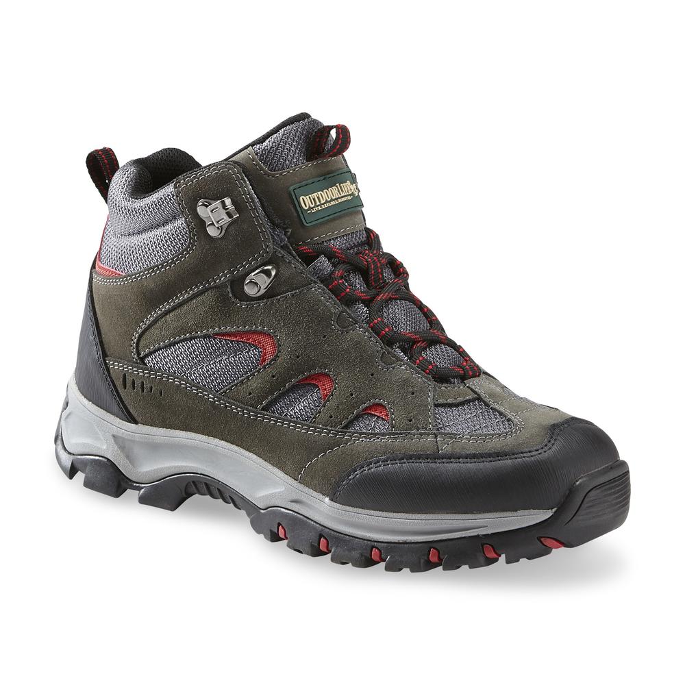 Outdoor Life Men's Lewis Suede/Mesh Hiking Boot -Gray/Red/Black