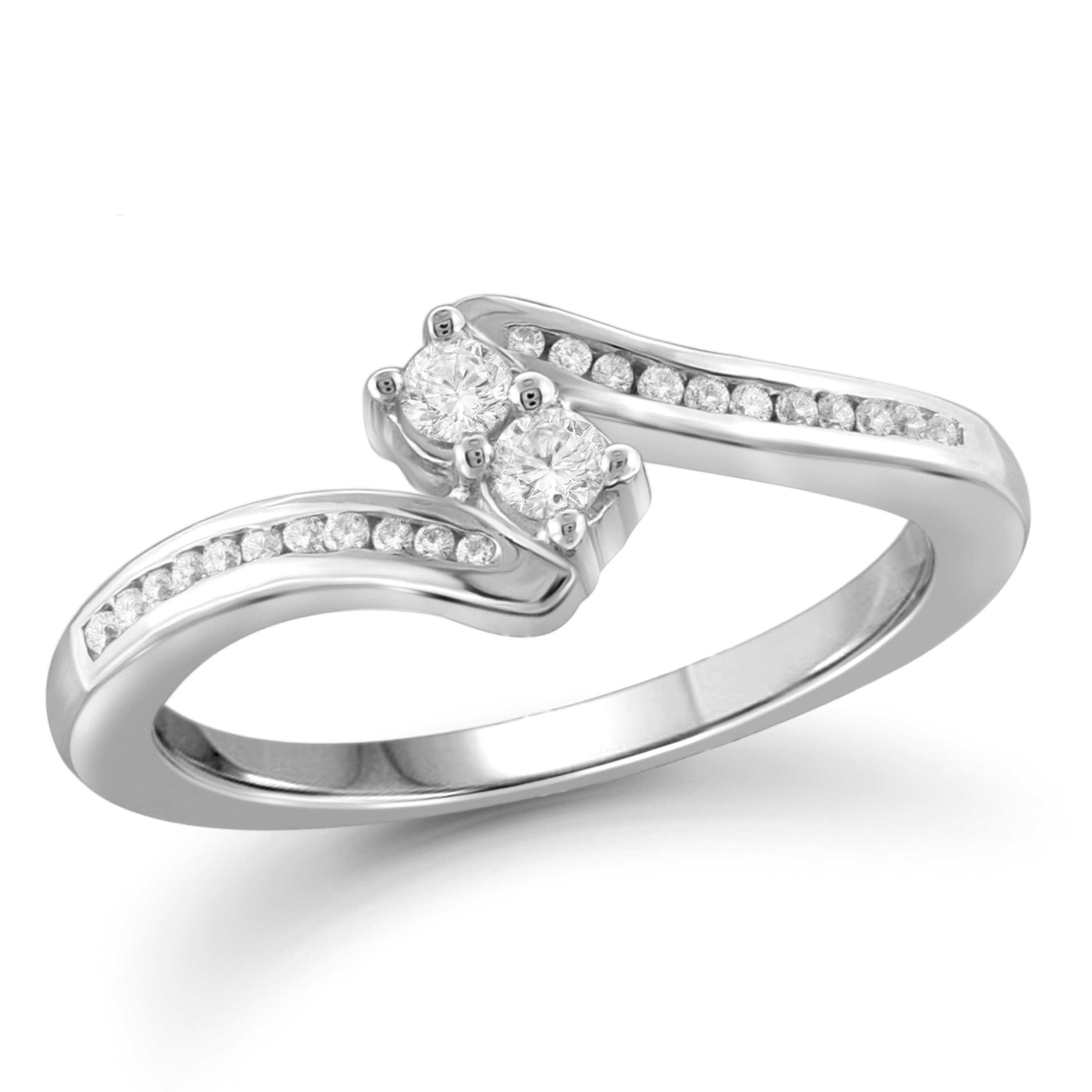 Tradition Diamond 1/4 cttw. Round-Cut 10K White Gold Diamond Channel Set Bypass Ring