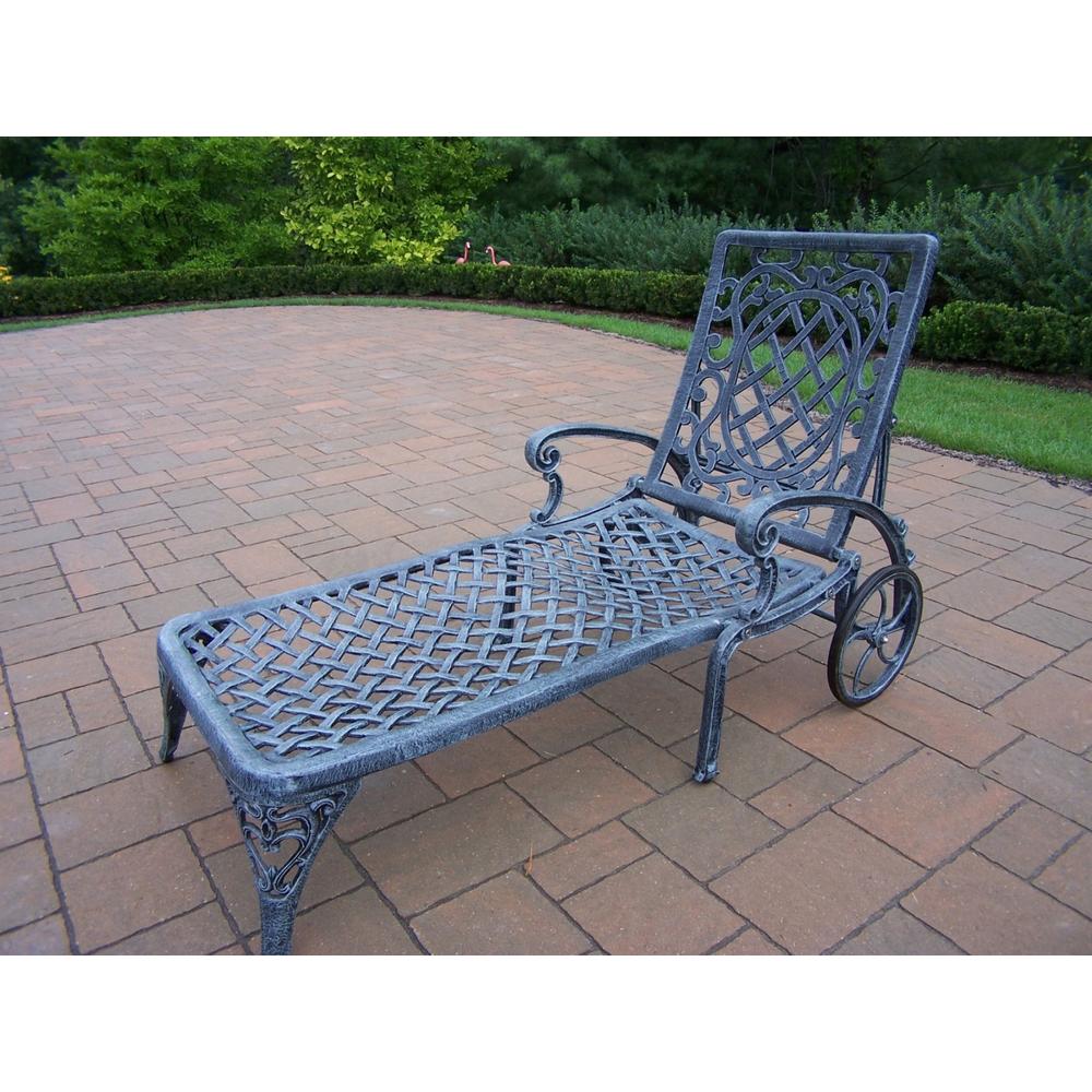 Oakland Living Cast Aluminum Chaise Lounge with 2 wheels