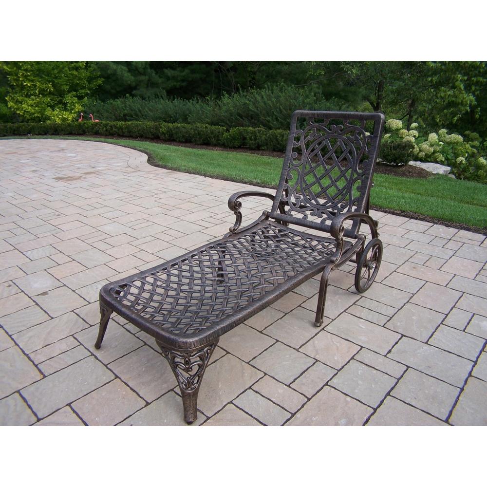 Oakland Living Cast Aluminum Chaise Lounge with 2 wheels