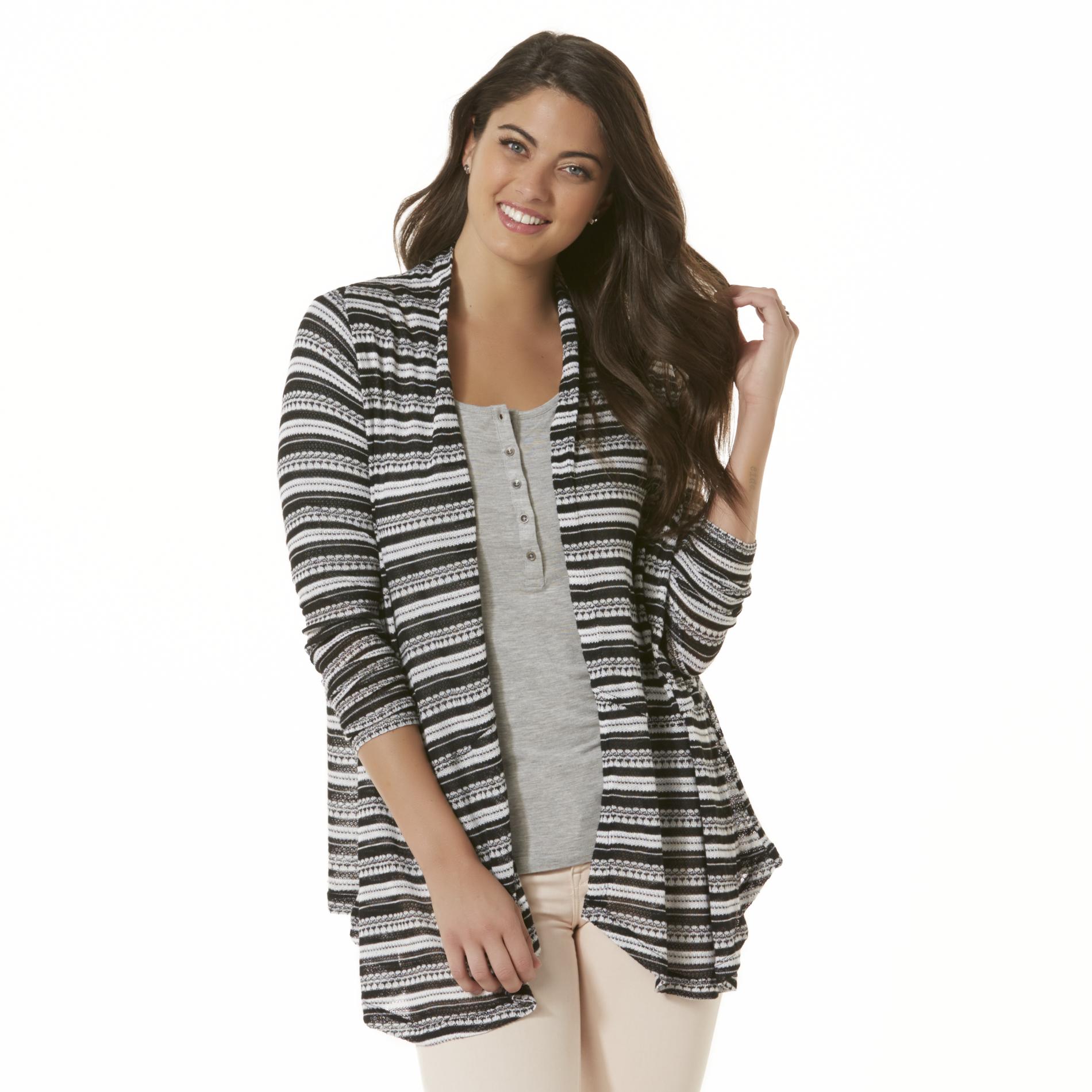Simply Styled Women's Waterfall Cardigan - Striped
