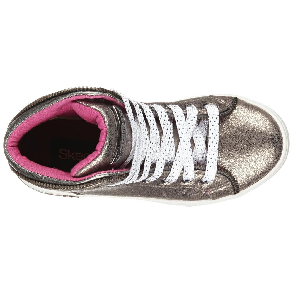 Skechers Girl's Shoutouts - Zipsters Silver High-Top Sneaker