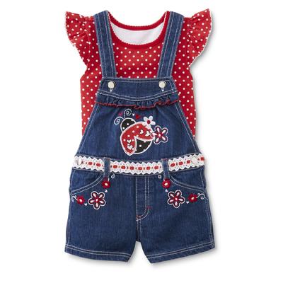 Young Hearts Infant & Toddler Girl's Top & Shortalls - Polka Dot & Ladybug