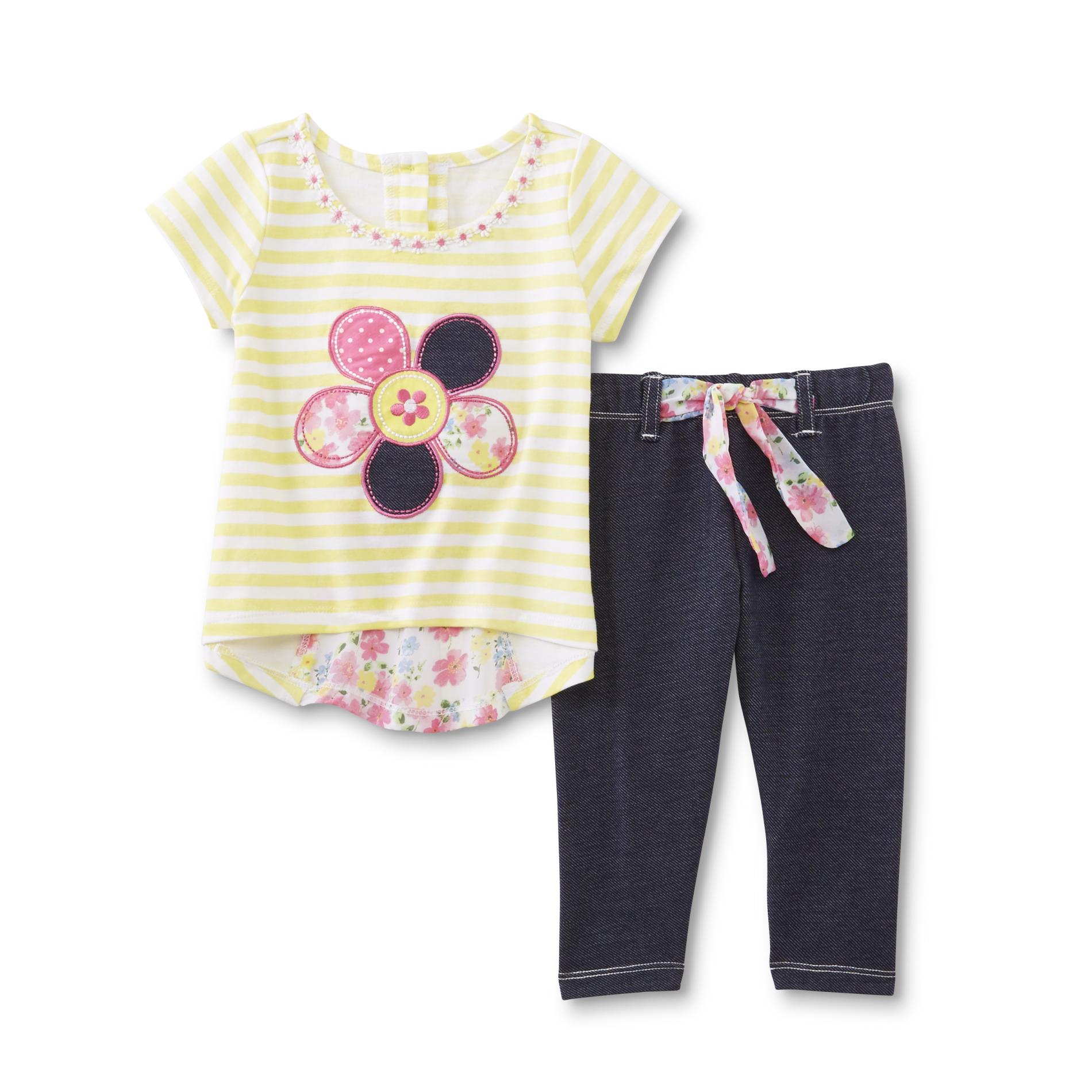 Young Hearts Infant & Toddler Girl's High-Low Top & Leggings - Striped