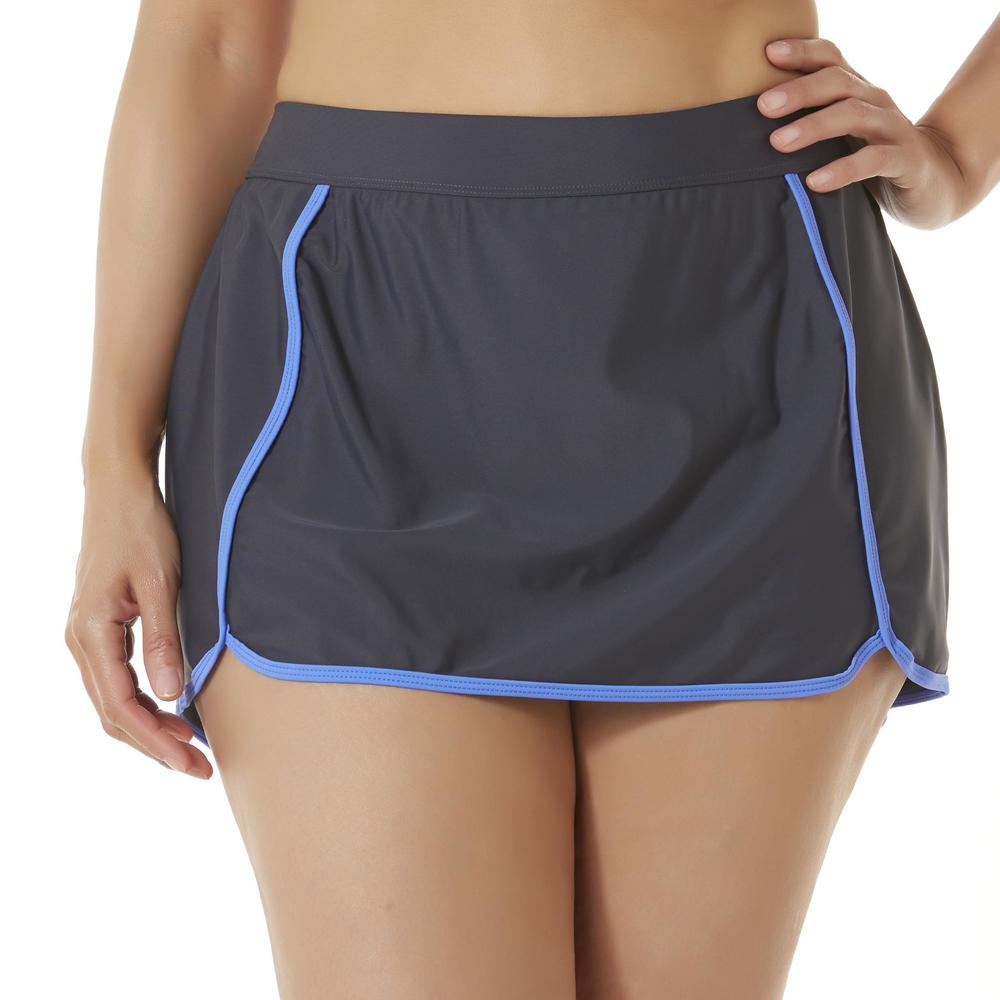 Free Country Women's Plus Skirted Swim Shorts - Colorblock