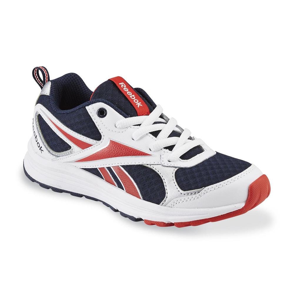 Reebok Boy's Almotio RS White/Navy/Red Athletic Shoe