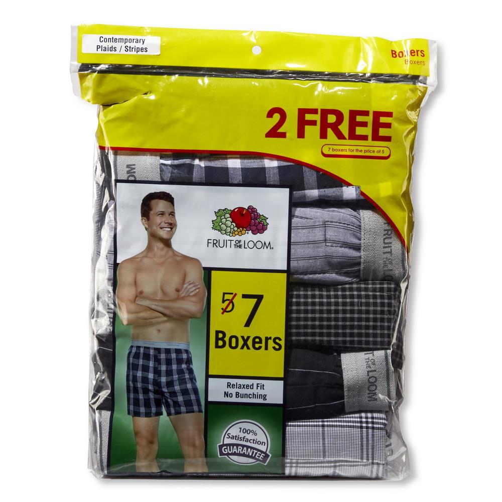 Fruit of the Loom Men's 7-Pack Boxer Shorts - Stripes & Plaid