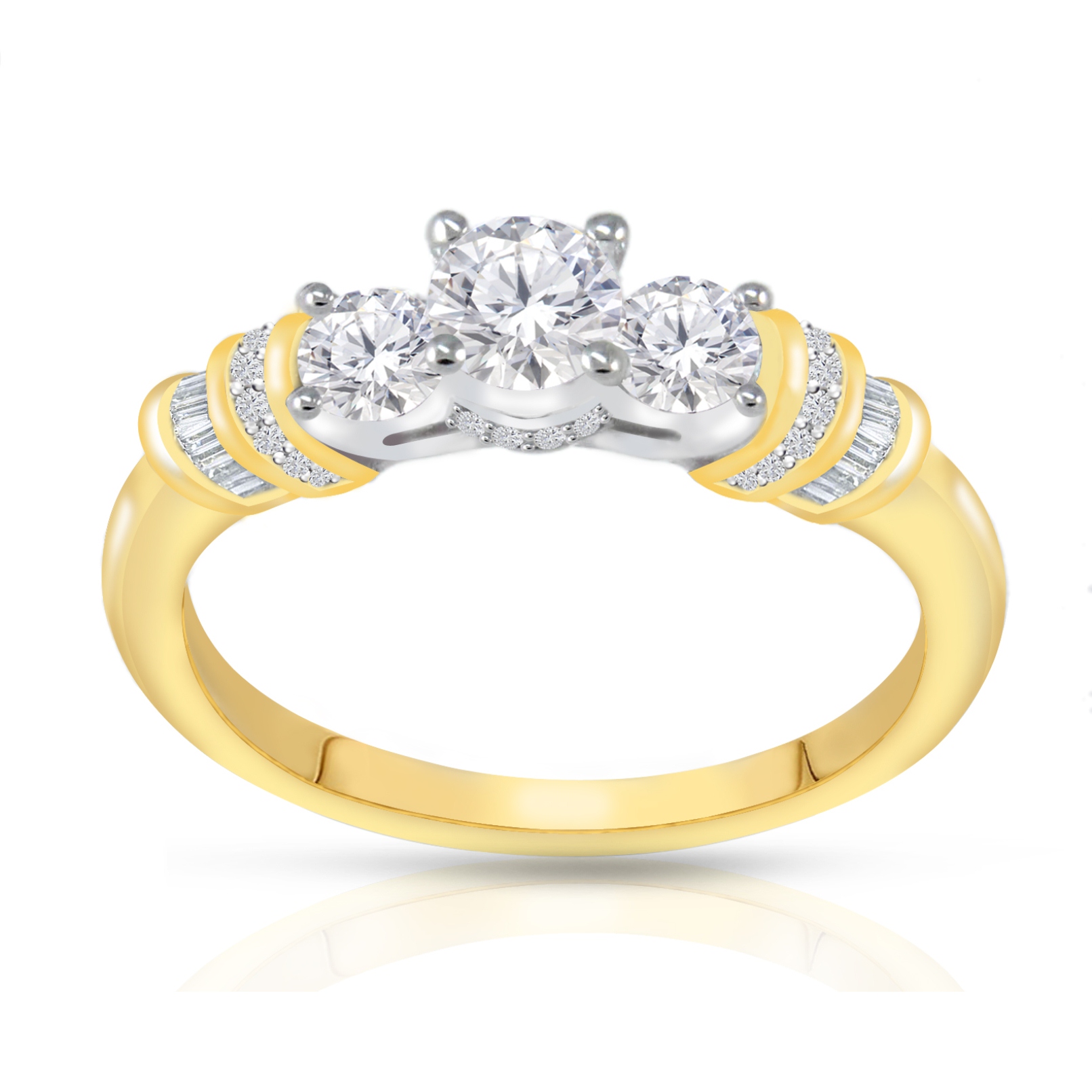 Tradition Diamond 10K Yellow Gold 1.00 CTTW Certified 3 Stones Ring