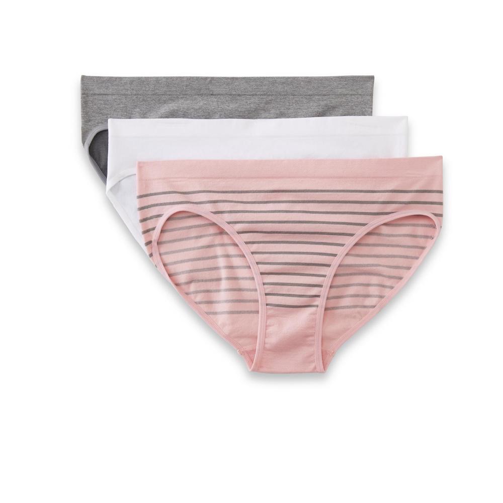 Simply Emma Women's Plus 3-Pack Seamless Bikini Panties