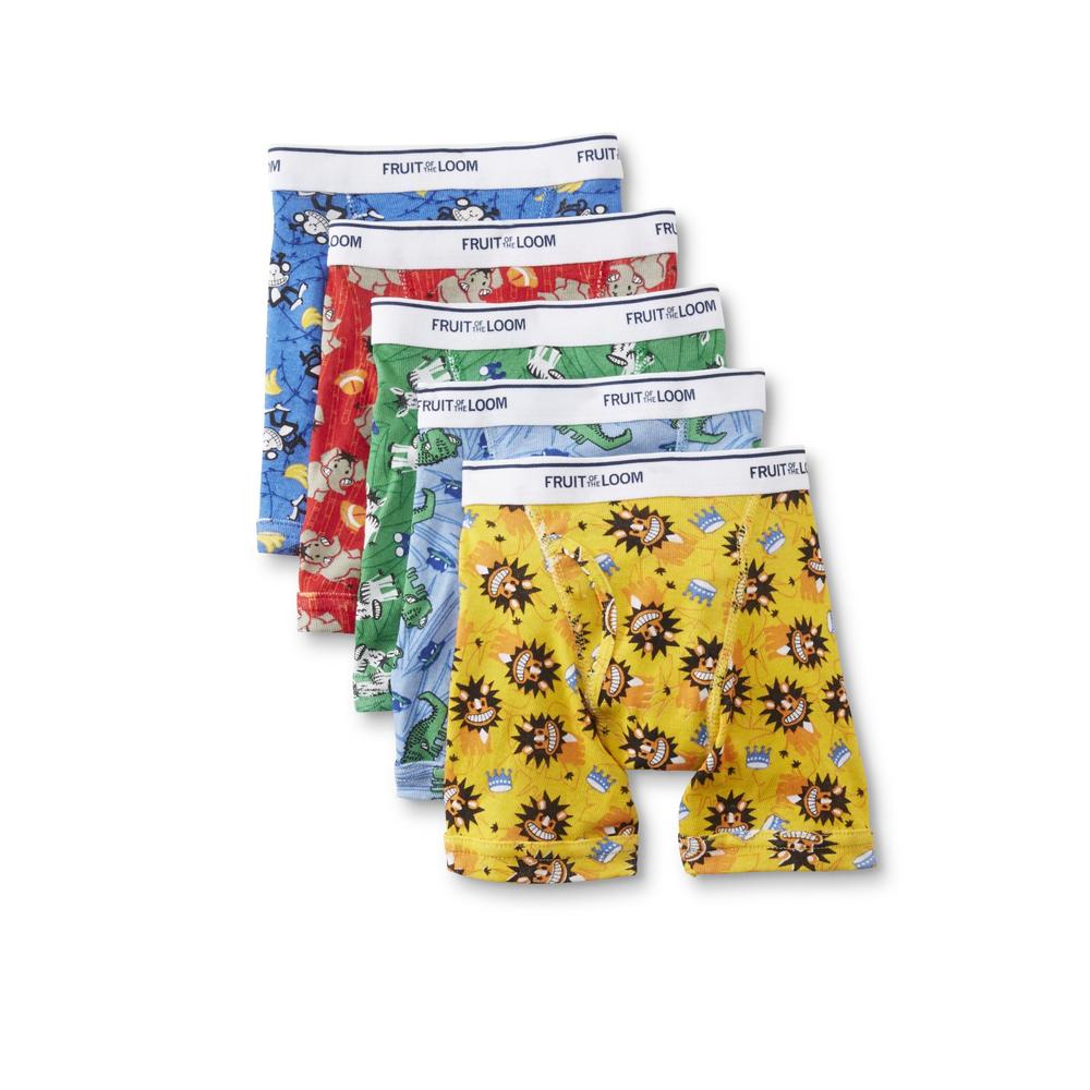 Fruit of the Loom Toddler Boy's 5-Pack Boxer Briefs - Animals