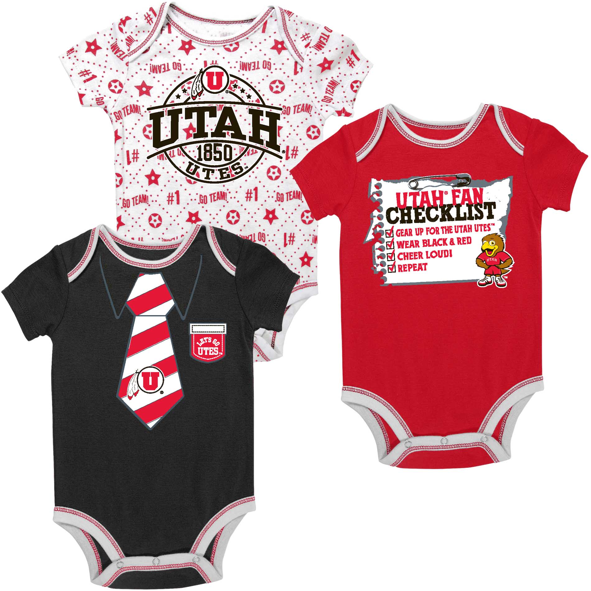 Infant & Newborn Boy University of Utah Utes 3-pc. Bodysuits
