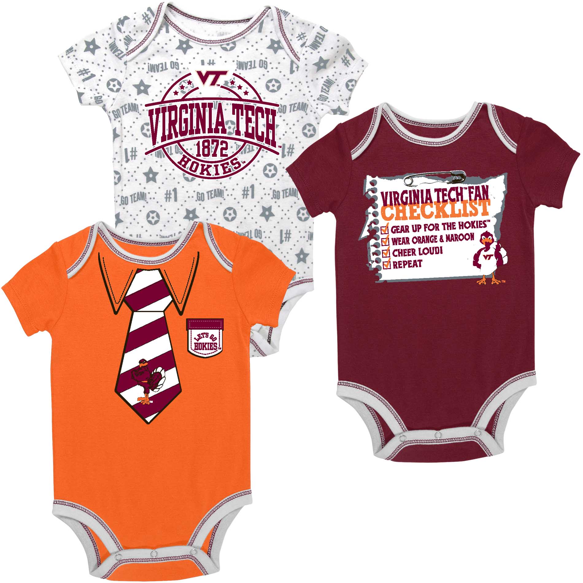 Infant & Newborn Boy Virginia Tech Hokies 3-pc. Bodysuits