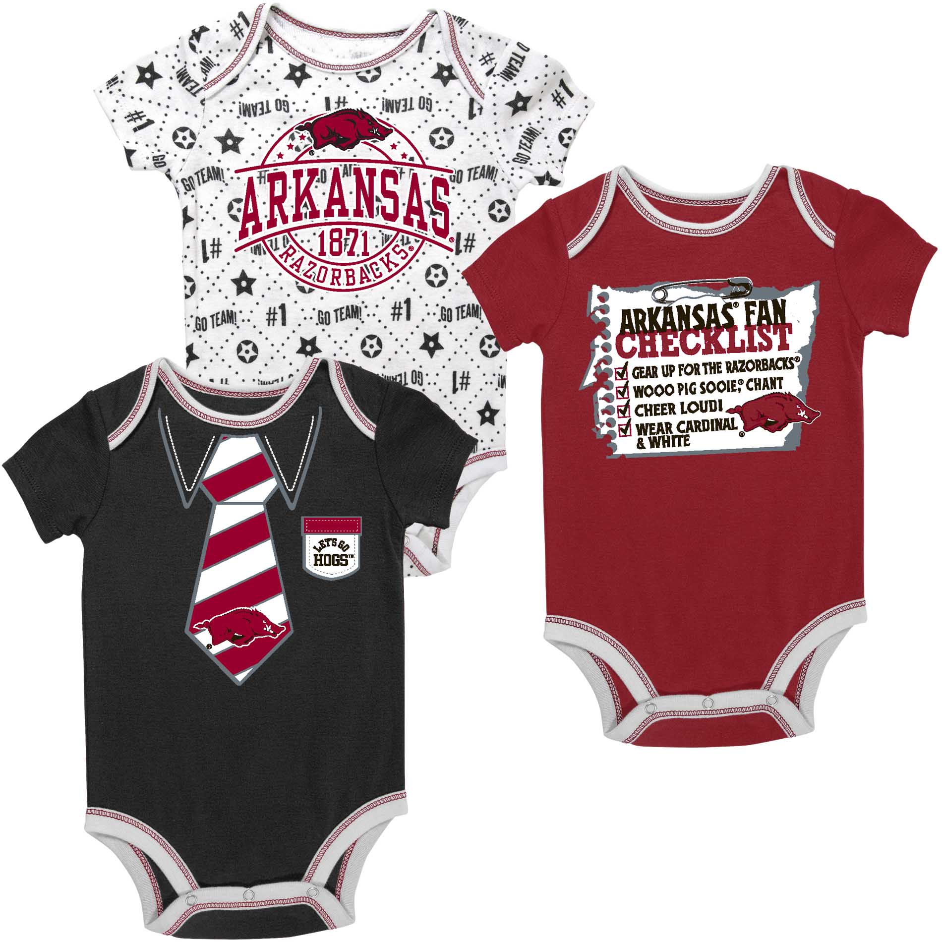 Infant & Newborn Boy University of Arkansas Razorbacks&#160;and&#160;Razorback Women 3-pc. Bodysuits