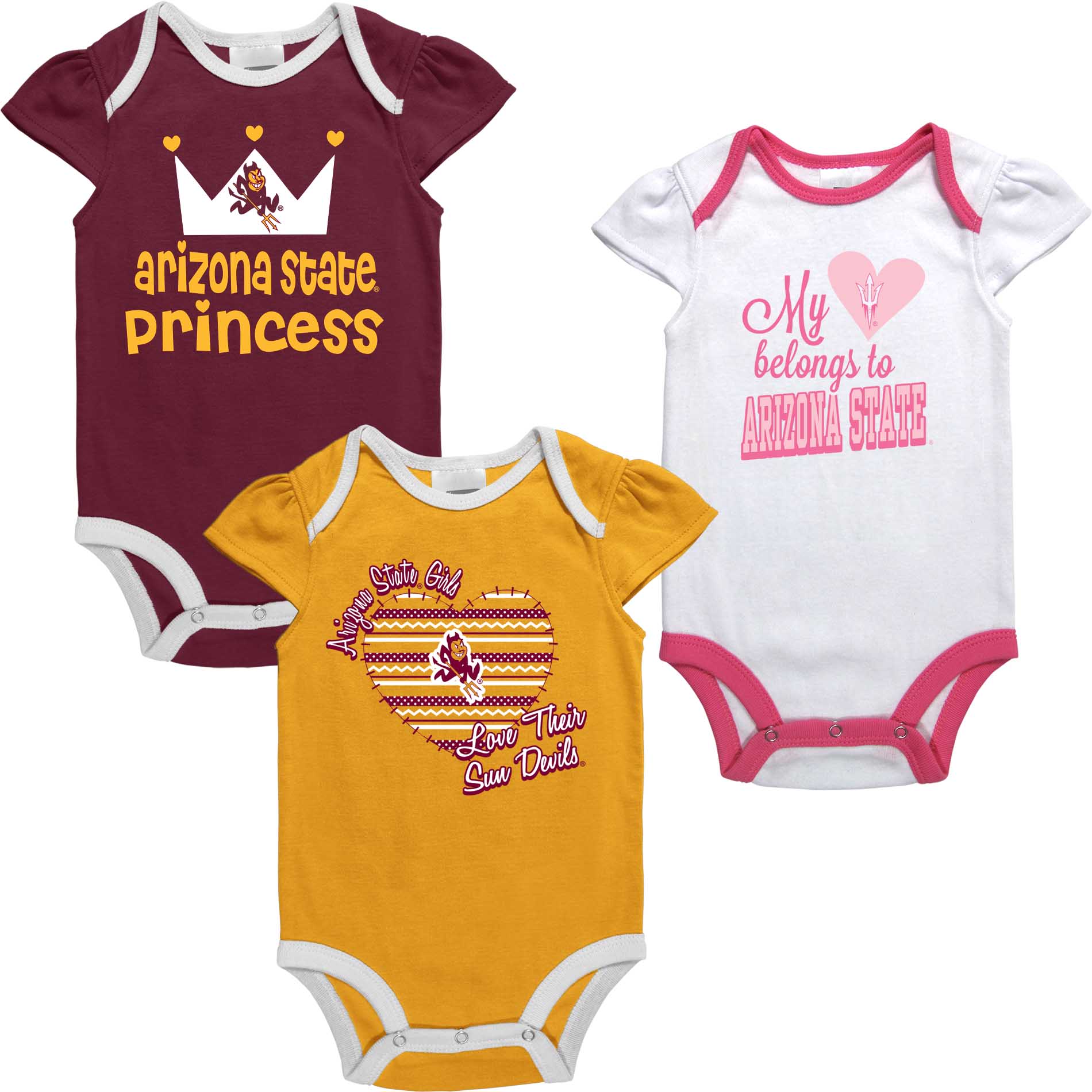 Newborn & Infant Girl Arizona State University Sun Devils 3-pc Bodysuits