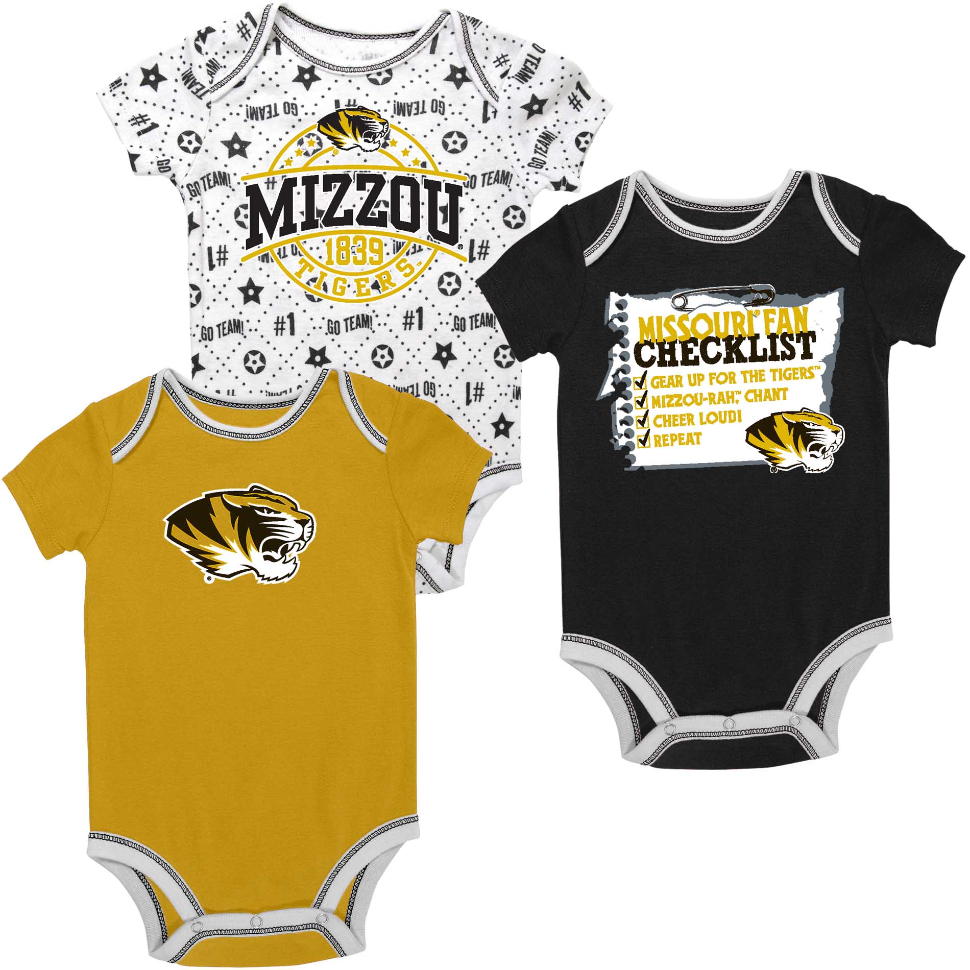 Infant & Newborn Boy University of Missouri Tigers 3-pc. Bodysuits